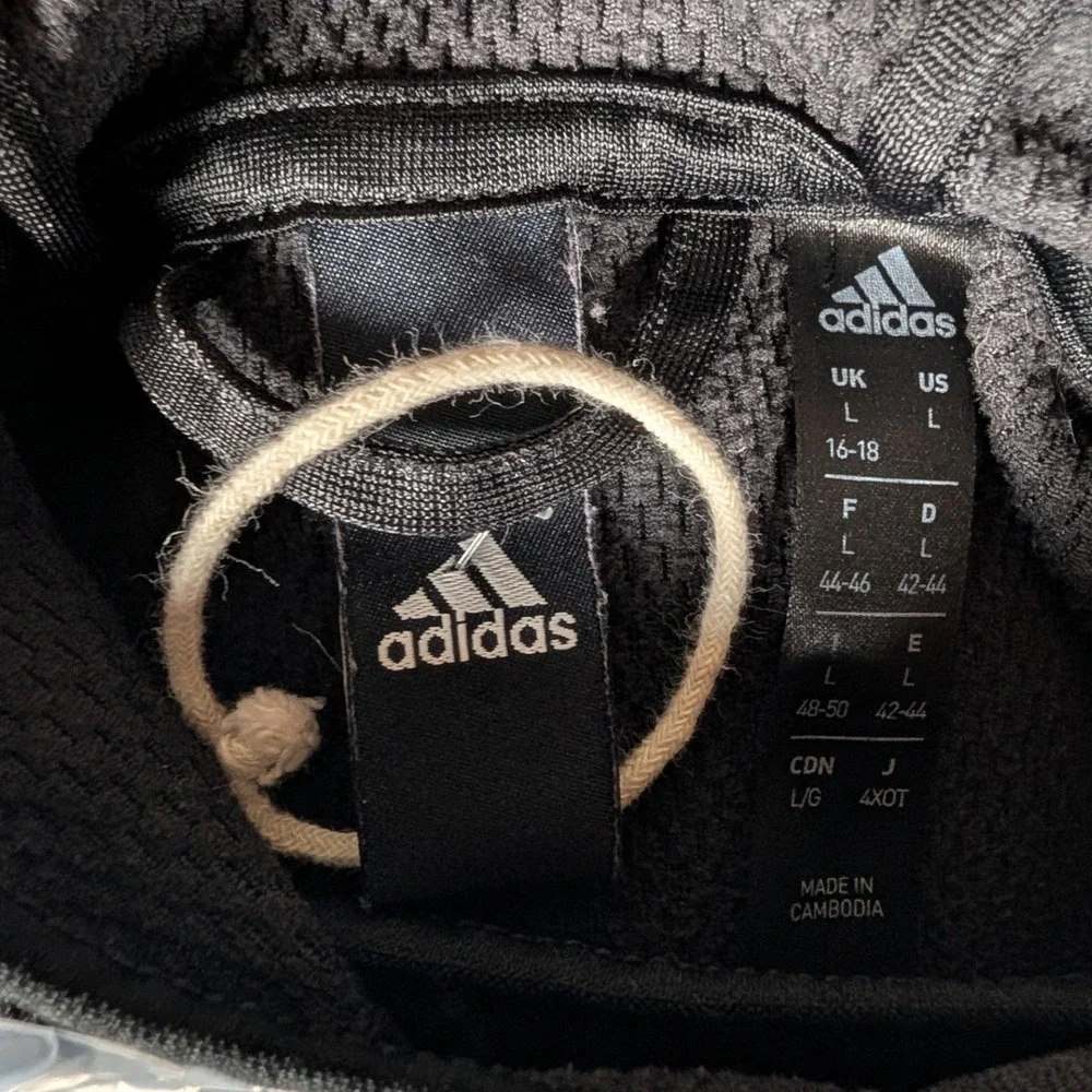 Adidas Mens Climalite Pullover Hoodie Black‎ White Logo Graphic Sweatshirt L